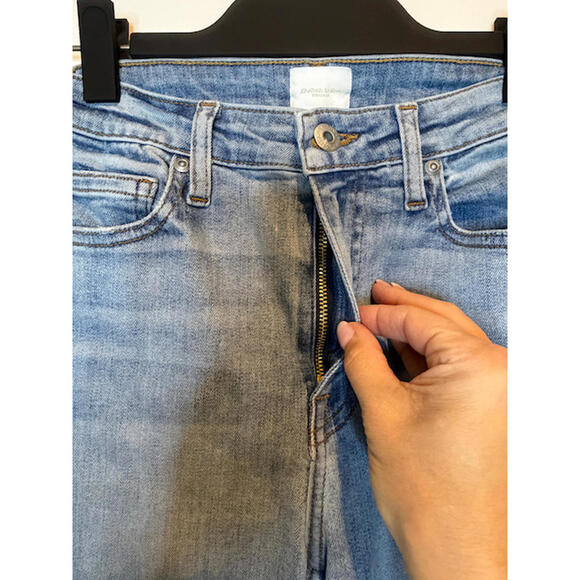 Jonathan Simkhai River Straight Leg Jeans Light Wash Frayed Hem Size 24 - Picture 4 of 6